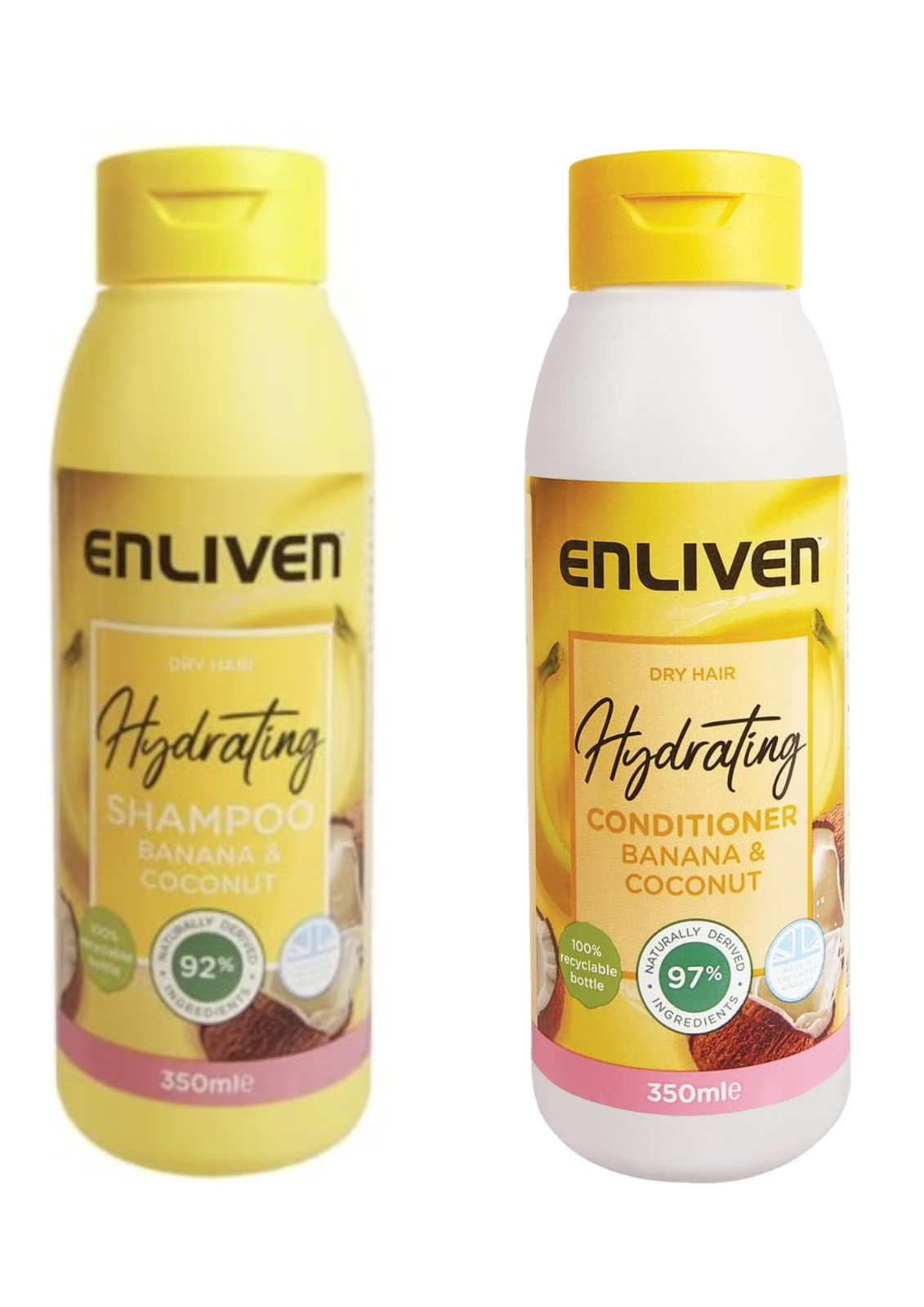 Enliven Fruits Banana and Coconut Shampoo & Conditioner For Dry Hair 350ml each