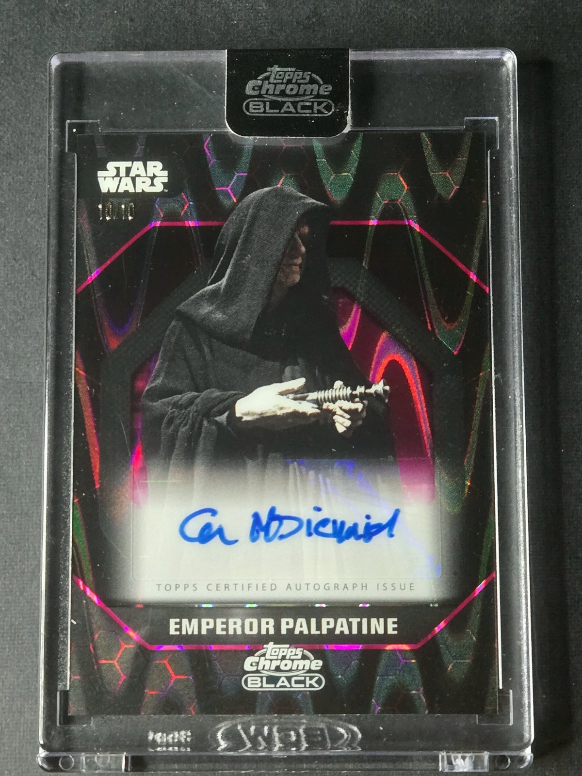 2024 Star Wars Chrome Black Dark Side Auto Emperor Palpatine Ian McDiarmid 10/10 view 2