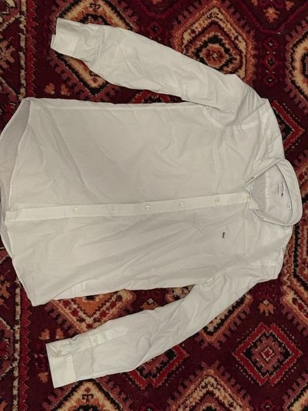 Men Lacoste Shirt White Cotton 38