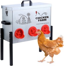 Automatic Chicken Feeder Box 30 lbs, 6 Feeding Ports, No Waste Poultry Feeder