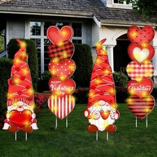 4 Pack Large Valentine s Day Yard Signs Gnome Heart LED Lighted Outdoor