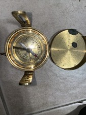 Brass Compass  Directional Sighting Style  With Cover