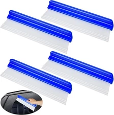 4 Pack 12” Silicone Car Drying Squeegee, 3-Layer T-Bar Water Blade Profession