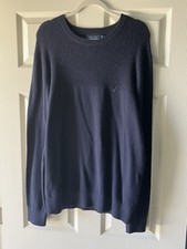 Nautica Navy Seas Textured Knit Crewneck Sweater S37102 Size L