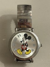 Disney Mickey Mouse Watch MCKAQ1240 MZB Stretch Band New Battery Works