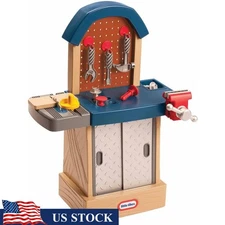 Toddler Workbench W/ Tools Play Hammer Saw Wrench Storage Kids Workshop New