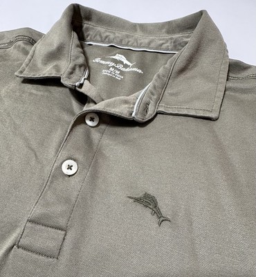 Tommy Bahama Polo Shirt Men s Medium Bala Shark Marlin Cotton Blend EUC