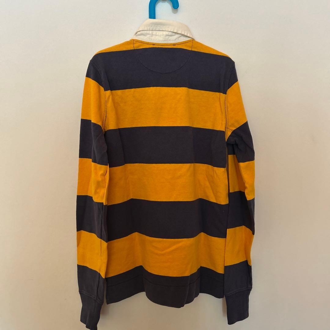 Ralph Lauren Rugby Long Sleeve Polo Shirt Navy Yellow Stripes S | eBay
