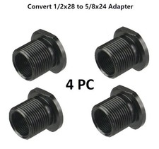 4 PACK Thread Converter Adapter 1/2x28 to 5/8x24 Thread Aluminum Black