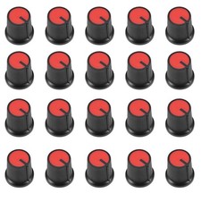 20Pcs Plastic Potentiometer Volume Control Rotary Knob Knurled Shaft Hole Red