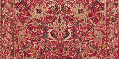 WILLIAM MORRIS CURTAIN FABRIC Bullerswood 3.8 METRES PAPRIKA/GOLD LINEN BLEND