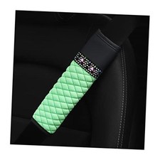 2 Pcs Auto Seat Belt Cover, Sparkling Rhinestone Shoulder Strap Light Green