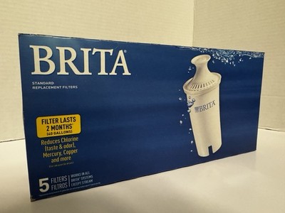 BRITA Standard Replacement Filter 5-Pack, Carbon/Ion-Exchange, 40 Gallons