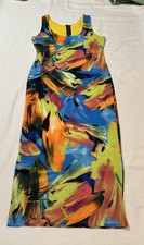 Fashion Nova Body Con Tank Dress Midi Womens Sz XL Abstract Splatter Paint Patte