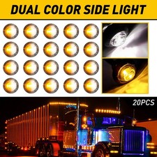 20x 12V & White Amber Light Marker Truck Trailer Bullet LED Round 3/4 Waterproof