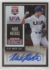 2015 Panini Contenders USA Baseball Playoff Ticket /15 Mark Mathias #36 Auto fm0