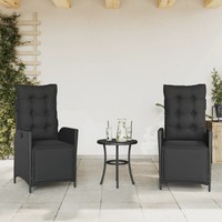 Gartensessel Mit FußTeil 2Er Set Poly Rattan Schwarz Verstellbar