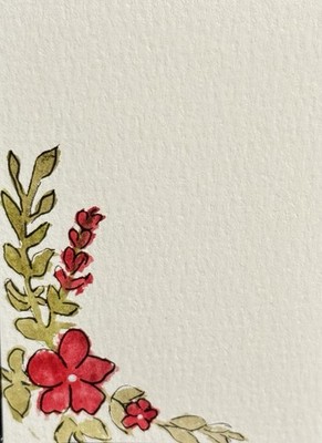 Original Art - flowers Corner Border - watercolors - 2.5x3.5  - mini art