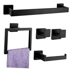 5-Pieces Bathroom Hardware Accessories Set, SUS304 5 Pieces Matte Black