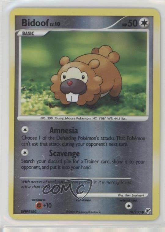 Bidoof Reverse Foil Pokémon Diamond & Pearl Base Set #70 2007