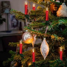 Lichterkette Mini Weihnachten Baum Deko 20 Kerzen rot Glühdraht Schaftkerzen 