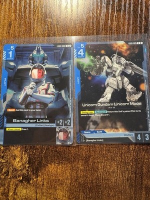 Banagher Links GD01-088 & Unicorn Gundam (Unicorn Mode) GD01-005 Promo Set