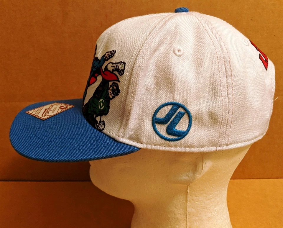 Gorra de béisbol blanca/azul Superman Liga de la Justicia con cierre a presión acrílico/algodón DC Foto 4 de 4