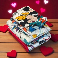 Vintage 4 Disney ABC Mickey Crib Bed Set Fitted Flat Sheet Pillow Case Quilt