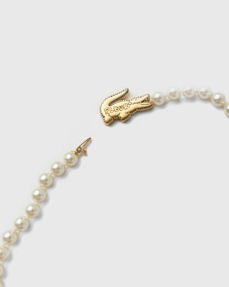 Golf Le Fleur Lacoste Pearl Gold Alligator Logo Necklace Golf Le Fleur Lacoste Pearl Gold Alligator Logo Necklace
