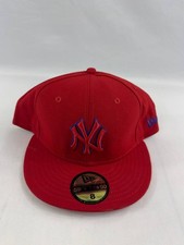 New Era 59FIFTY AT 50 New York Yankees Red Fitted Hat Size 8 Vintage Made in USA