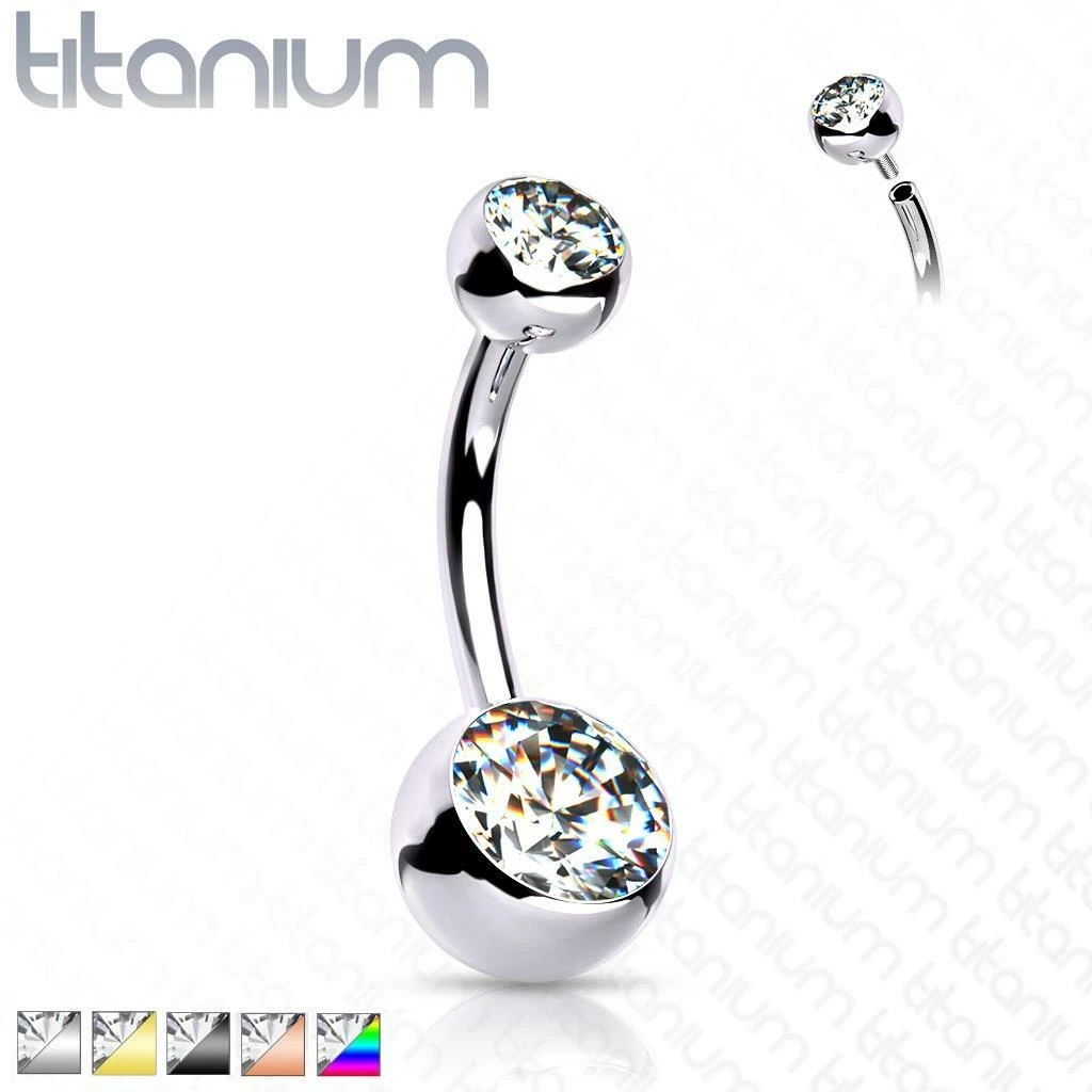 Jewelled titanium shop belly bars