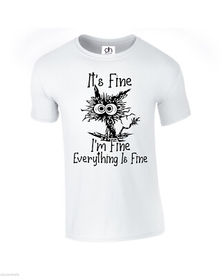 It's Fine I'm Fine Everything is Fine lustige Katze Cartoon Meme (gut, T-SHIRT)