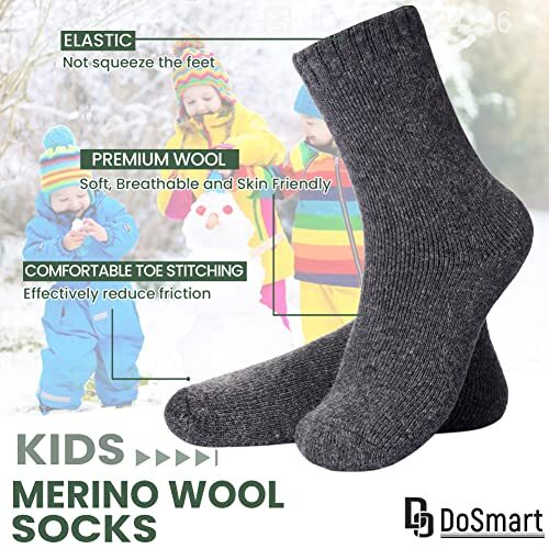 Children's Winter Warm Wool Socks Kids Boy Girls Hiking 8-12 Years Solid Color - Picture 4 of 6