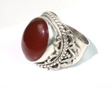 Impressive Natural carnelian Quartz .925 Sterling Silver Ring 8.5