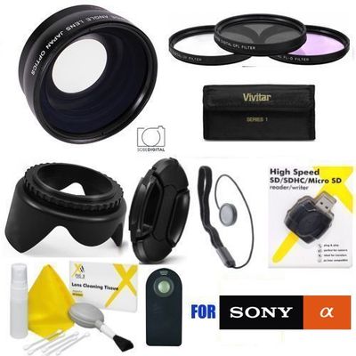  FISHEYE MACRO LENS +HD FILTERS + LENS HOOD + REMOTE FOR SONY ALPHA A5100 A 6500