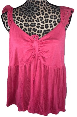 Torrid Top Tank Size 2 X Barbie Pink Sweetheart Ruffle Barbiecore Tie Front