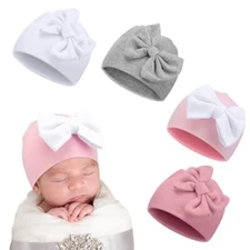 Cuffbow 4 Pcs Preemie Hats Bow Preemie Cap Warm Premature One Size Fresh Color