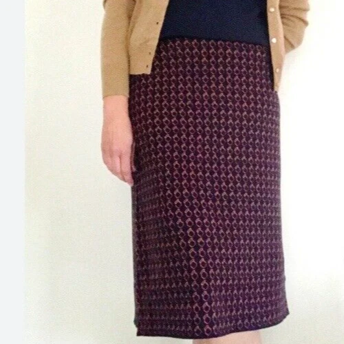 J. Falda Suéter Crew Midi XL Lana Merino Tejida Anillo Geométrico Estampado NUEVO CON ETIQUETAS AR493 Foto 2 de 4