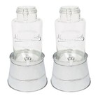 2x 6.5L Glass Drinks Dispensers with Tap with Silver Bucket Stand Cold Water Jug