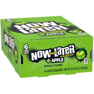 Now and Later Original Taffy Chews Candy, 0.93 Bar, apple, 22.32 Ounce (Pack of
