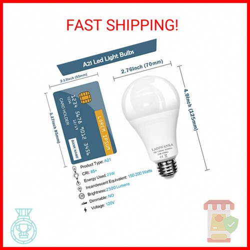 150 Watt Led Bulb, 2500LM Bright Led Light Bulbs, 23W Cool White 4000K, A21 Led - Picture 2 of 2
