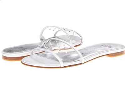 Sandales Stuart Weitzman Bridget En Nappa Argenté Avec Glissières Transparentes - Taille 9.5 - Neuf Avec Boîte
