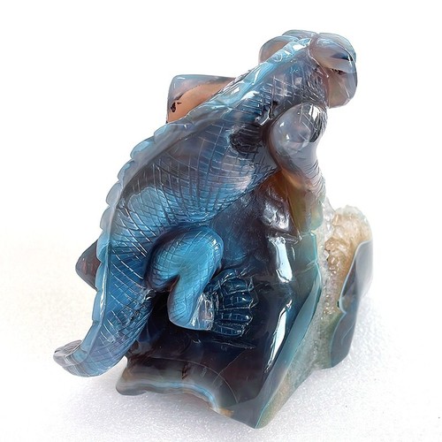 769g Natural Geode Agate Engraving Lizard Crystal Healing Realistic,collectible - Picture 2 of 10