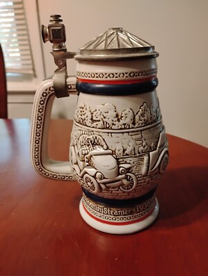 1979 Avon Beer Stein w/ lid 1910 Stanley Steamer 1911 Ford Model T 1927 Bugatti