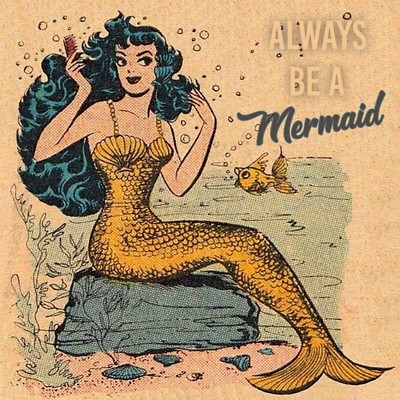 Be A Mermaid & Make Waves Metal Tin Sign – 12x16 Inch Vintage Wall Art For Bathroom, Bedroom, Bar