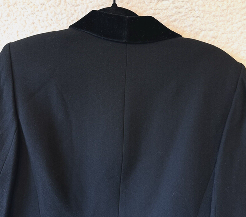 Kasper For A.S.L Black Skirt Suit Set Size 8 Petite Velvet Collar Cuff Office - Picture 8 of 17