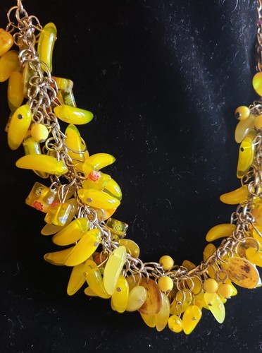 VTG Millefiori Italian Murano GLASS Lampwork Beaded FRUIT Salad BANANA Necklace