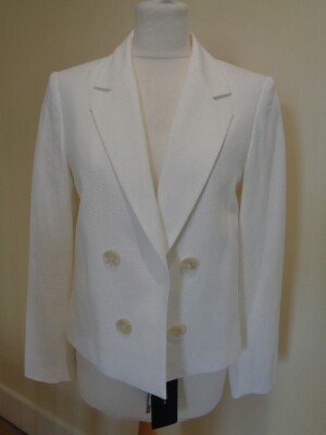 MASSIMO DUTTI BRAND NEW IVORY LINEN MIX BLAZER WITH BUTTON DETAIL - SIZE 10