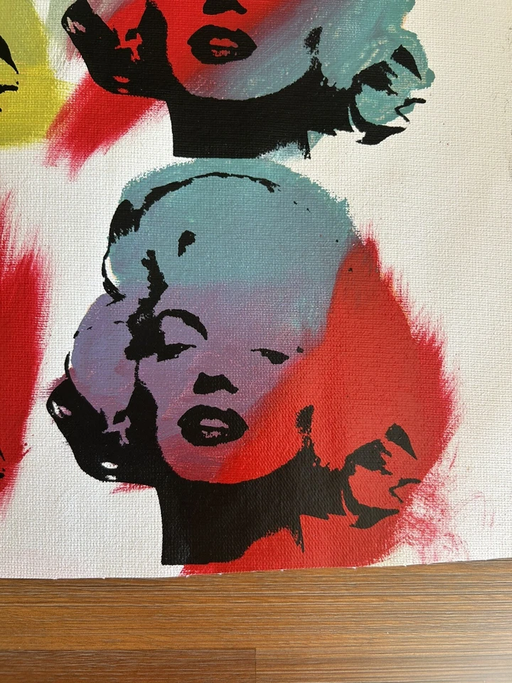 Steve Kaufman SAK "4 Marilyn's" Marilyn Monroe/50 lienzo al óleo serigrafía Warhol Foto 4 de 4