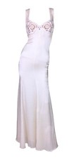 2000's Versace Sheer Ivory Silk Lace 1940s Old Hollywood Pin-Up Gown Dress 46